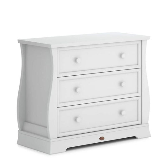 Boori Sleigh 3 Drawer Dresser with Sleigh Changing Station - White - Bambini & Bo