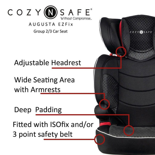 Cozy N Safe Augusta Group 2/3 Child Car Seat - Black