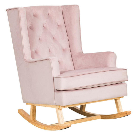 Nursery Collective Convertible Nursing Rocking Chair - Dusty Pink/Natural