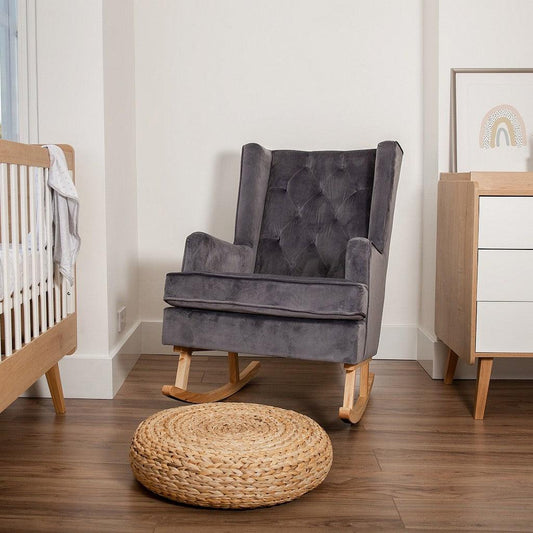 Nursery Collective Convertible Nursing Rocking Chair - Midnight Grey/Natural